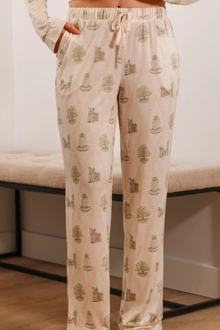 White pajama set, white pajamas, long sleeve pajamas, long sleeve pajama set, multi colored pajamas, multicolor pajama set, patterned pajama set, button down pajamas, button down pajama set
