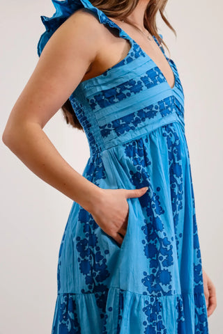 Cute midi dress, cute blue midi dress, blue midi dress, summer dresses, blue summer dresses, v neck midi dress, blue v neck dress, v neck dress