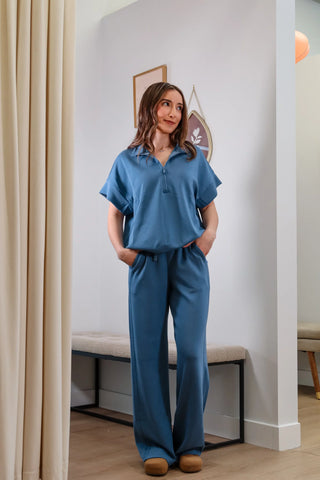 Lounge pants, cute lounge pants, blue lounge pants, comfy pants, cute sets, comfy sets, cute comfy sets, airport outfit, airport outfits, airport outfit inspo, cute blue sets, blue lounge set, cute blue lounge set