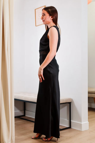 Long black dress, Formal dress, Satin Black dress, wedding guest dress, elegant dress, must have dresses 