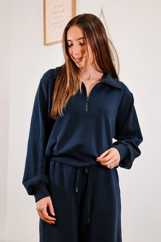 Quarter zip top, Quarter Zip Sweatshirt, Navy Sweatshirt, Navy Quarter zip, Soft quarter zip, soft sweatshirt, navy top, navy zip up