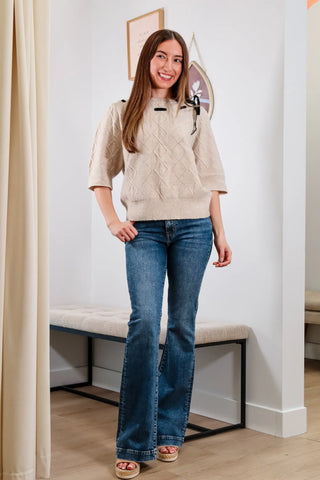Work sweater outfit inspo, work outfits, short sleeve sweater, tan short sleeve sweater, casual work outfit inspo, fall outfit inspo, fall sweater