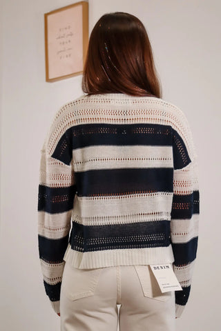 Summer sweater, Boat dinner/day outfit inspo, beach dinner outfit inspo, coastal outfit inspo, blue and white sweater, preppy sweater, clean girl outfit inspo, aesthetic sweater, blue and white sweater.