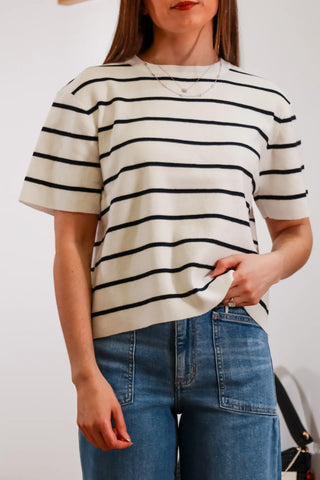 Classic stripped tee, T-shirt, Casual summer fit, Spring fit inspo, Fit inspo, basic but cute tees, stripped tees, perfect summer fit, outfits for shopping, summer fit inspo