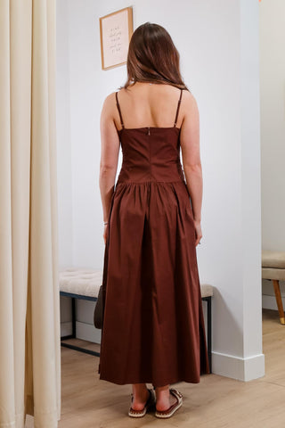 Brown Midi dress, Brown Summer dress, sunset dress, vacation dress inspo, Sunset dinner dress inspo, Date night inspo, Summer dress