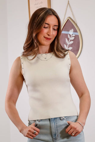 Summer Tank, summer fit inspo, Knit tank top, white tank top, stylish Tank top, picnic fit inspo, tank tops for summer, cute summer tank, white summer tank top