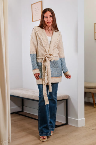 Comfortable Cardigans, Blue Cardigan, Cardigans, Comfortable outfit ideas, Cardigans for fall, Throw over cardigans, beige cardigans, beige and blue cardigan