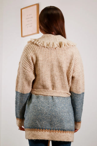Comfortable Cardigans, Blue Cardigan, Cardigans, Comfortable outfit ideas, Cardigans for fall, Throw over cardigans, beige cardigans, beige and blue cardigan