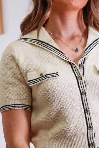White Cropped Shirt, Short sleeve shirt, sailor Short sleeve shirt, Business Casual shirt, Button Shirt. 