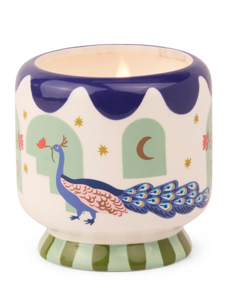 A Dopo 8 oz Handpainted "Peacock" Ceramic - Misted Lime