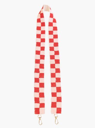 Checkered Red - Beaded Purse Strap