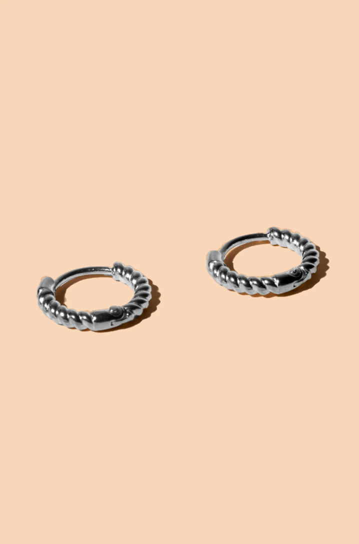 silver rope hoop earrings