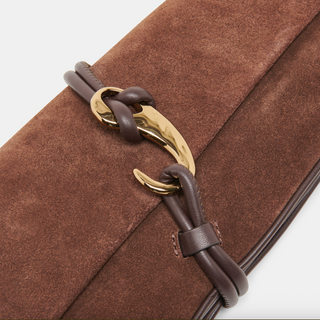 Brown strap handbag with a gold accent, unique brown classy handbag