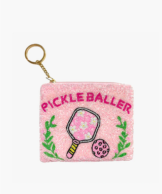 Beaded pouch, pink beaded pouch, cute coin purse