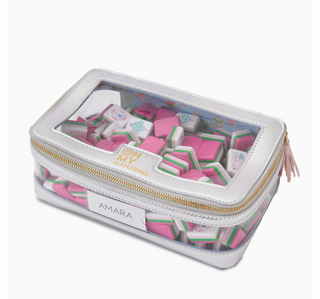 Mahjong tile bag, tile bag for mahjong, cute mahjong tile bag, white mahjong tile bag, bag for mahjong tiles, floral mahjong tile bag, tile bag mahjong