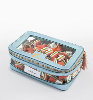 Mahjong Tile Storage Bag - Oh My Mahjong - Metallic Light Blue