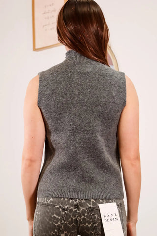 Gray sweater vest, Grey Sweater vest, Sweater vest, embellished grey sweater vest, embellished gray sweater vest, turtle neck sweater vest