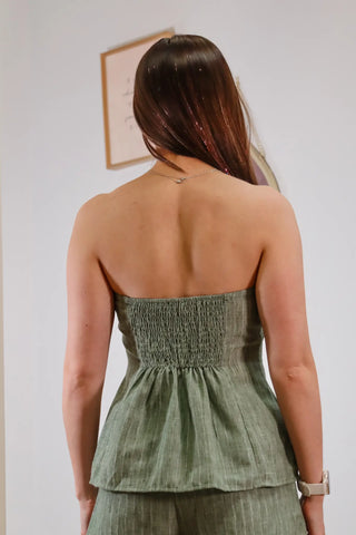 Green Tube Top, stripped Tube Top, spring break matching set, casual matching sets, cute linen Top, Matching set for summer