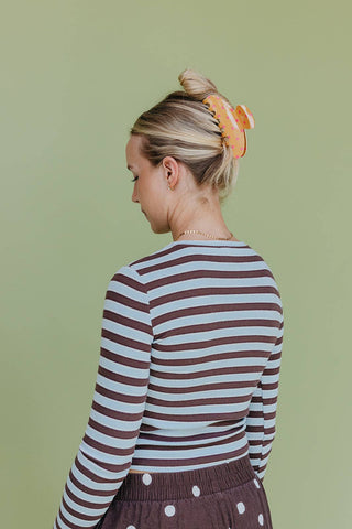 POLKA DOT & STRIPED OVERSIZED CLAWS: BROWN AND BLUE POLKA DOT
